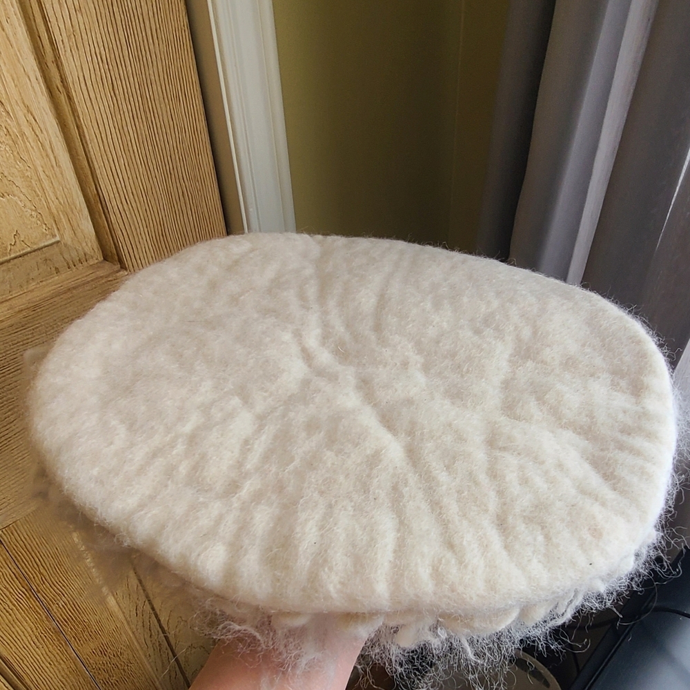 Soft Cream Wool Round Decorative Accent Pad - Picture 3 of 6